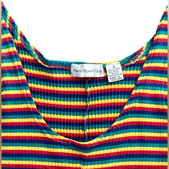 Vintage Paris Sport Club Ribbed Romper Pride Rainbow One-Piece Jumpsuit Size M - Picture 1 of 6